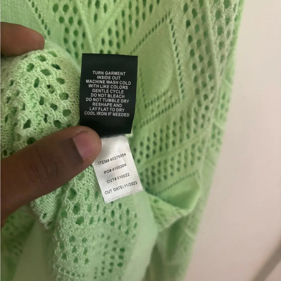 Torrid Paradise Green Pointelle Open Crochet style Sweater Breathable - Picture 6 of 6